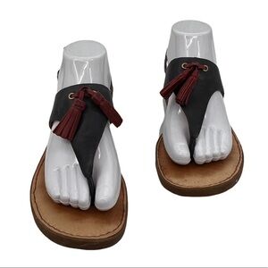 Born St Joe Boho Blue Red Tassel Leather Sandals Size 7 Women's